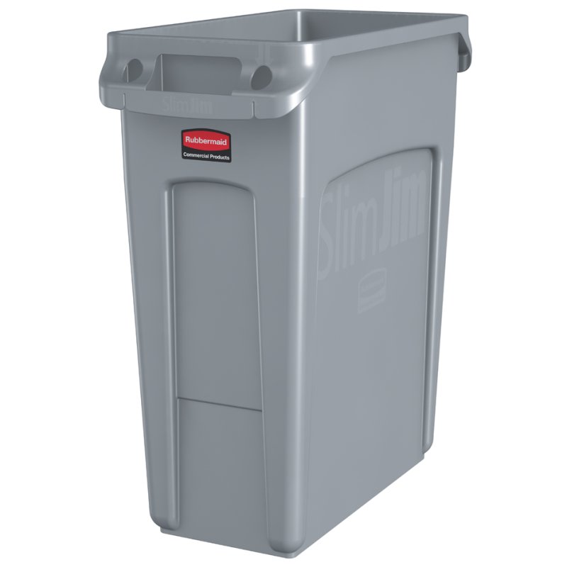 Rubbermaid afvalbak Slim Jim, zwart, 60 liter, rechthoekig
