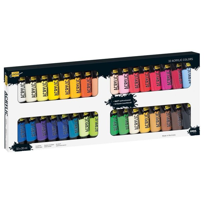 KREUL peinture acrylique SOLO Goya, set de 32, 20 ml, base eau