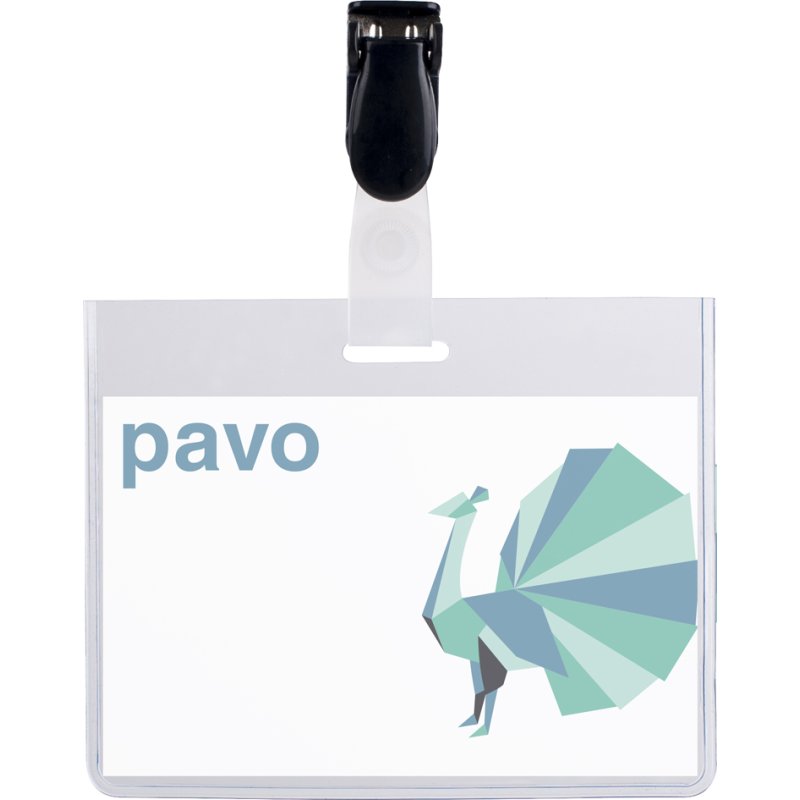 pavo plaque nominative avec clip, transparent, 60 × 90 mm, 25 pièces
