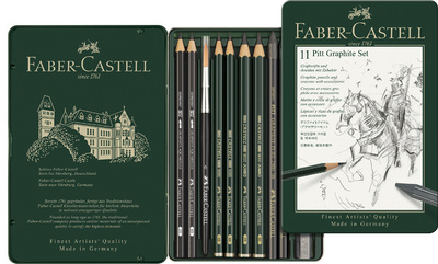 Faber-Castell Pitt grafietpotloden set, 9-delig etui, gemengde hardheidsgraden