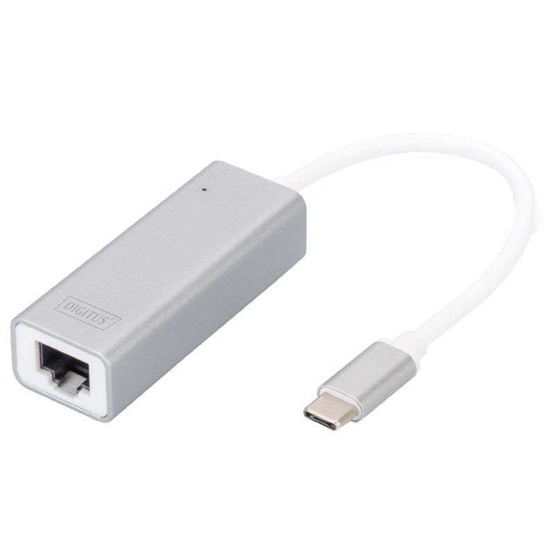 DIGITUS USB 3.0 to Gigabit Ethernet adapter, USB-C plug, aluminium housing