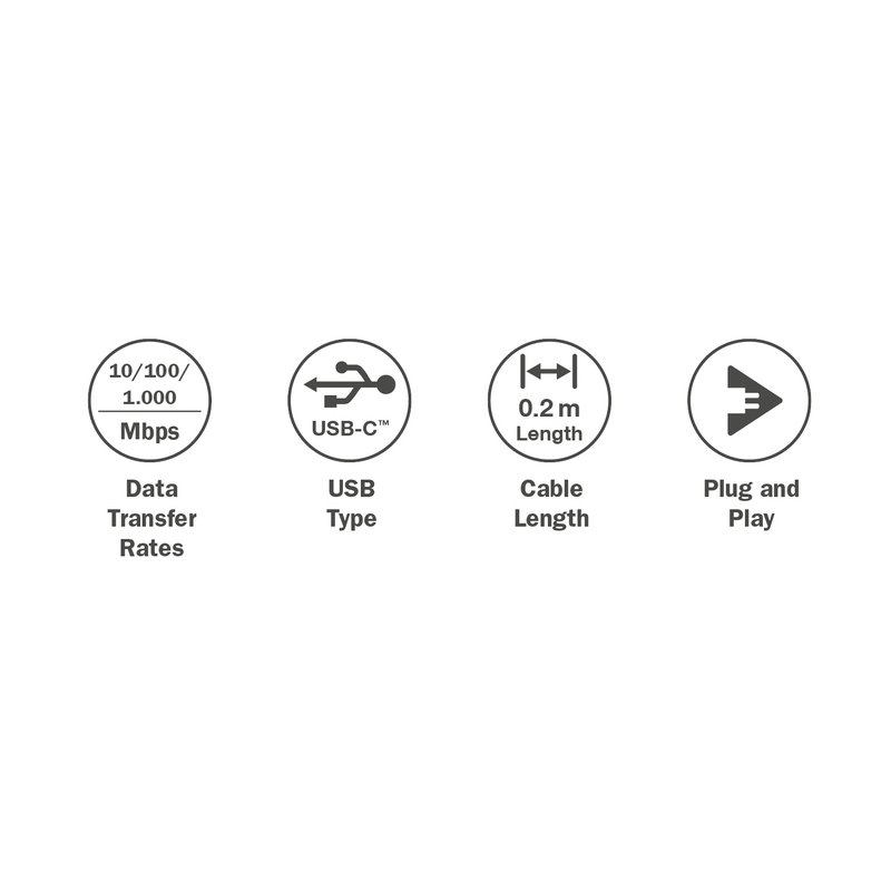 DIGITUS USB 3.0 to Gigabit Ethernet adapter, USB-C plug, aluminium housing