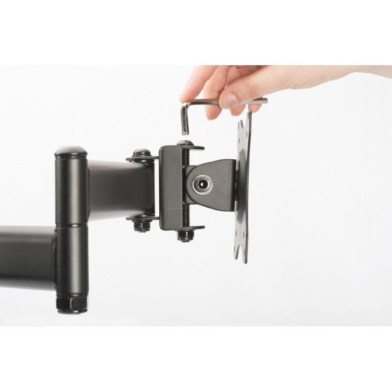DIGITUS universele dual monitorarm met klemvoet, zwart, 27 inch, VESA 75×75/100×100 mm