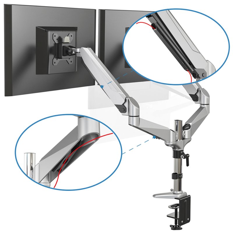 DIGITUS dubbele monitor arm LCD/LED-schermen, 15-32 inch, klemvoet, VESA 75×75/100×100 mm