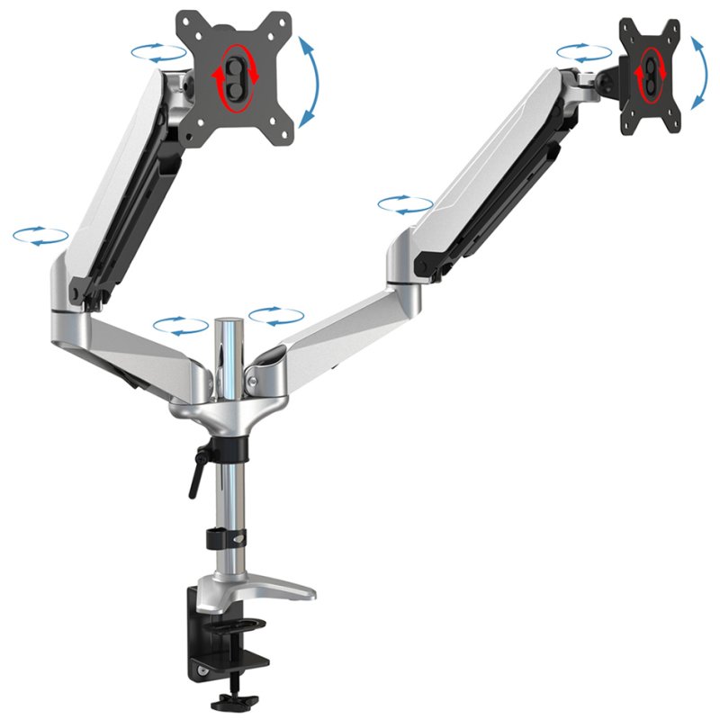 DIGITUS dubbele monitor arm LCD/LED-schermen, 15-32 inch, klemvoet, VESA 75×75/100×100 mm