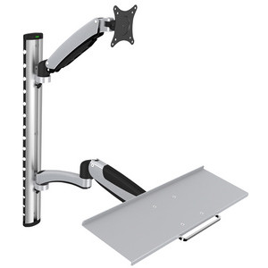 DIGITUS monitorarm met toetsenbordhouder, 27 inch, hoogte verstelbaar, wandmontage