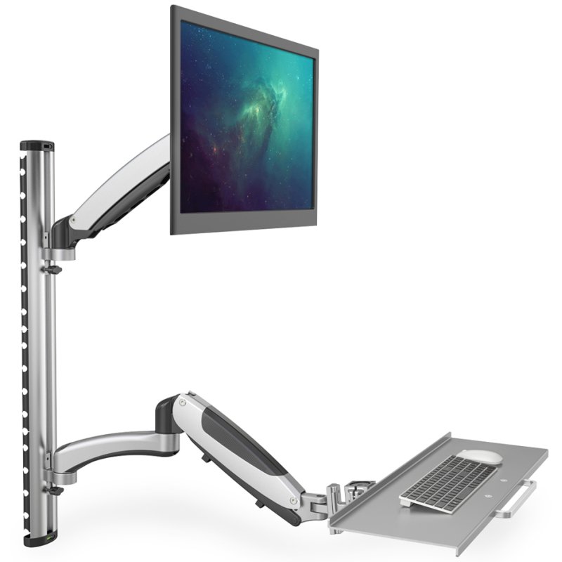 DIGITUS monitorarm met toetsenbordhouder, 27 inch, hoogte verstelbaar, wandmontage