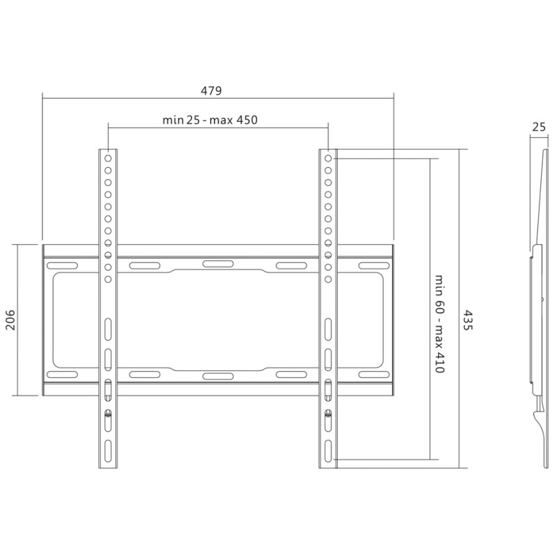 LogiLink Support mural pour TV plat, noir, 32-55 pouces, max. 40 kg