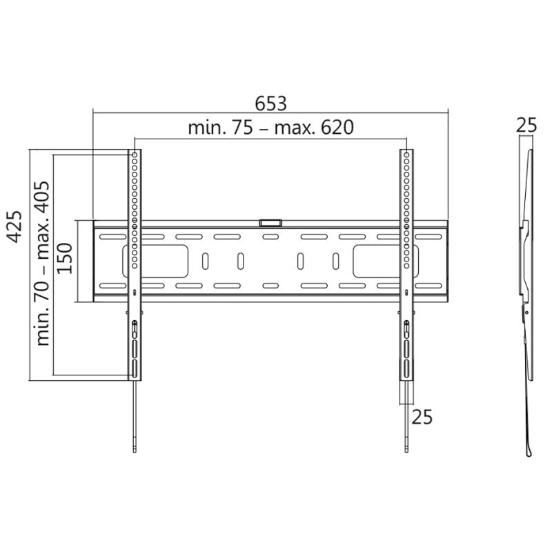 LogiLink Support mural TV plat, 37-70 pouces, jusqu'à 50 kg, VESA 600×400