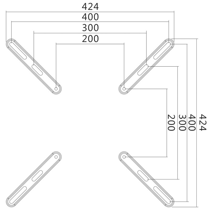 LogiLink VESA adapter 200×200 to 400×400 mm, black steel, 30 kg