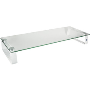 LogiLink monitorstandaard staal/glas, wit frame, 560×210×80 mm, max 20 kg