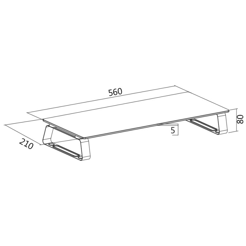 LogiLink monitorstandaard staal/glas, wit frame, 560×210×80 mm, max 20 kg