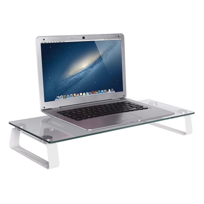 LogiLink monitorstandaard staal/glas, wit frame, 560×210×80 mm, max 20 kg