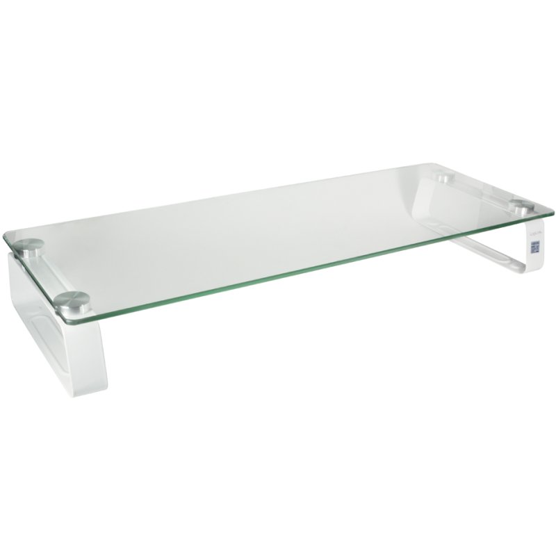 LogiLink monitorstandaard staal/glas, wit frame, 560×210×80 mm, max 20 kg