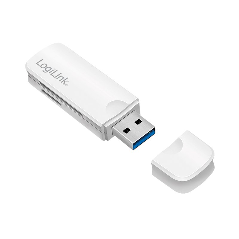 LogiLink Lecteur de cartes USB 3.0 mini, blanc, SD/microSD, 5 Gbit/s