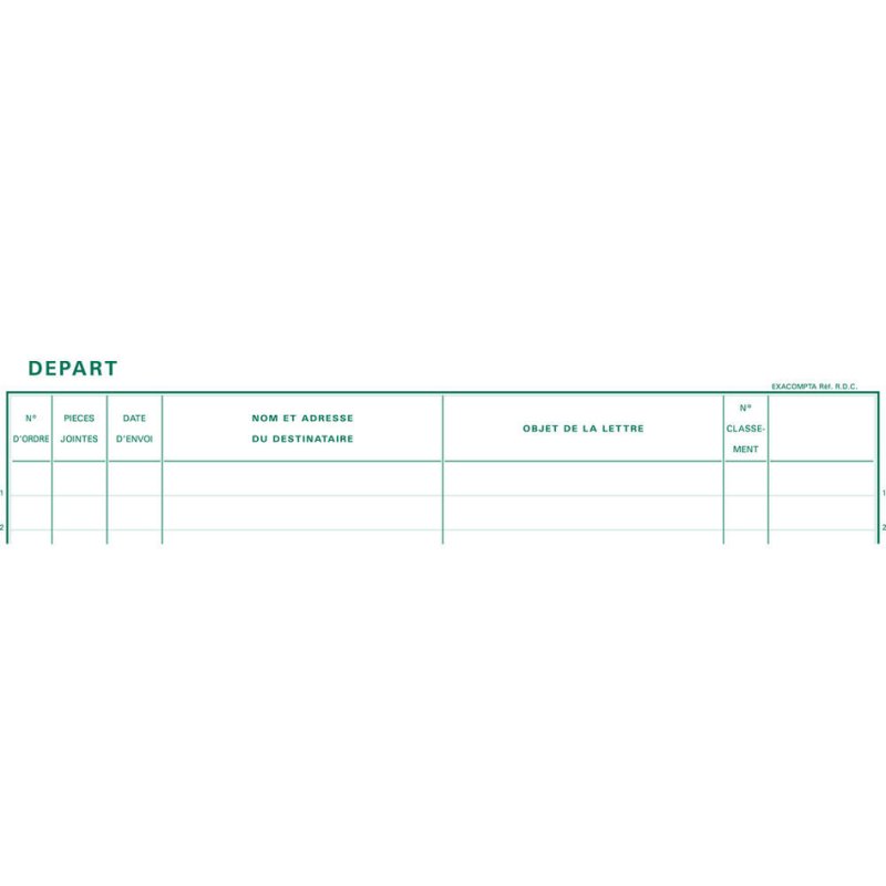 EXACOMPTA registre d'expédition Heure de départ courrier, 320×270 mm, 26 lignes, 200 feuilles