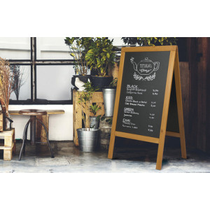 Securit stoepbord WOODY, krijtoppervlak, beuken, 550×850 mm