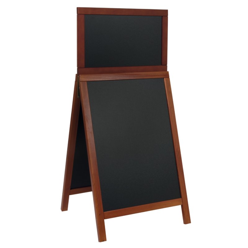 Securit arrêteur de clients DELUXE acajou, tableau noir, panneau supérieur, 55×54×121,5 cm