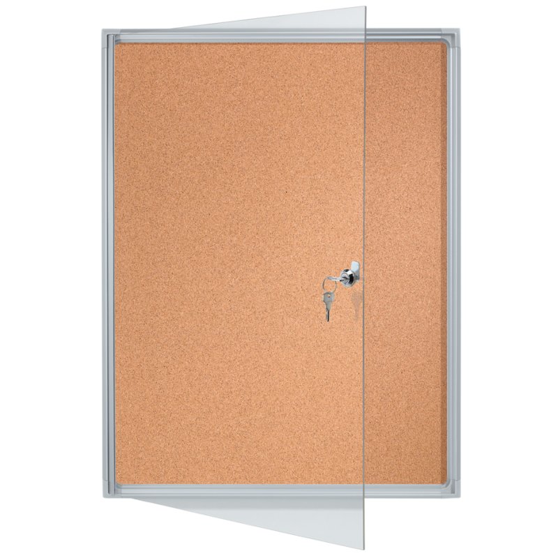 FRANKEN vitrine X-tra!Line, 12 × A4, panneau arrière liège, cadre aluminium