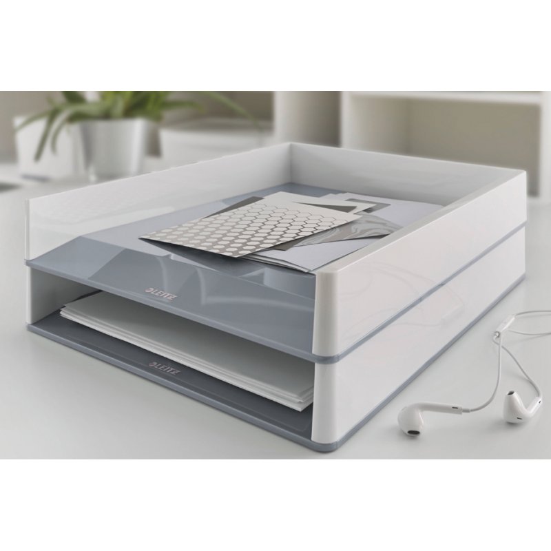 Leitz bac à documents WOW Duo Colour A4, blanc/gris clair, empilable