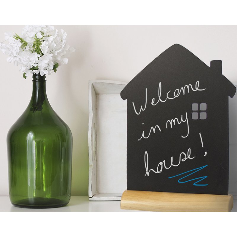 Securit chevalet de table SILHOUETTE Maison, surface ardoise, 210×330 mm, incl. marqueur craie