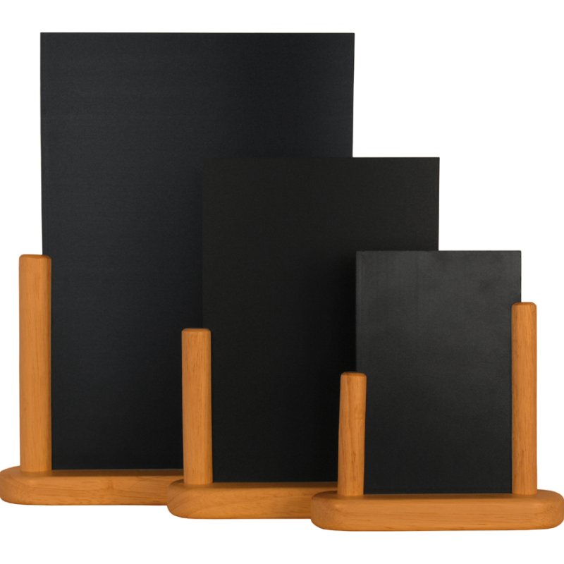 Securit porte-menu de table ELEGANT moyen, tableau noir en teck, 200×230 mm