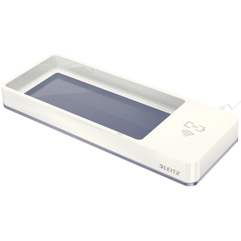 LEITZ WOW Duo Colour pen holder, wireless charger, white/light grey