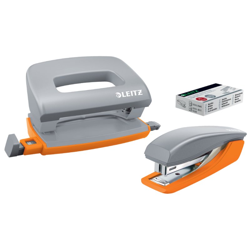 LEITZ mini agrafeuse et perforatrice set Urban Chic, gris anthracite