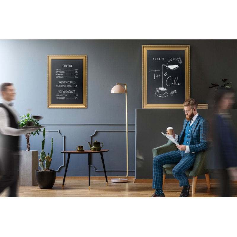 Securit Tableau Noir Mural Gold Board, revêtement laque or, 730×970 mm