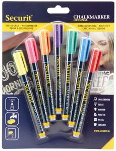 Securit krijtmarkers ORIGINAL SMALL, 7 stuks, verschillende kleuren, 1-2 mm punt