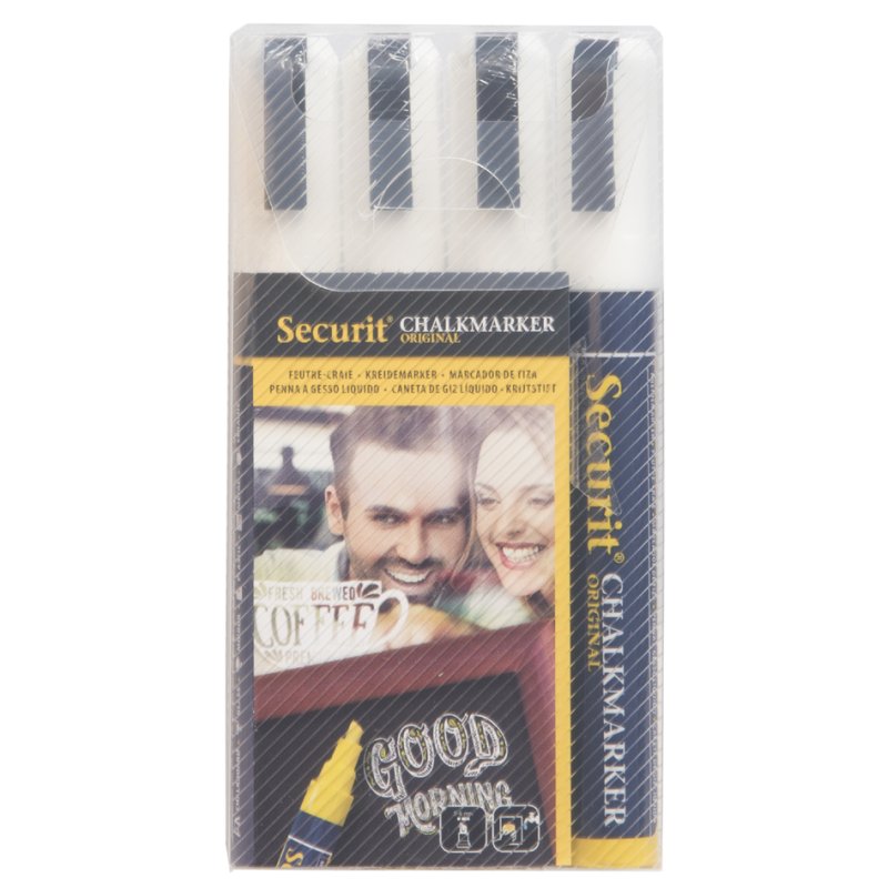 Securit chalk markers ORIGINAL MEDIUM, white, 2-6 mm, 4 pieces
