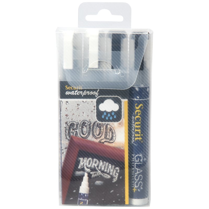 Securit marqueurs craie waterproof moyen, 2-6 mm, 4 pièces
