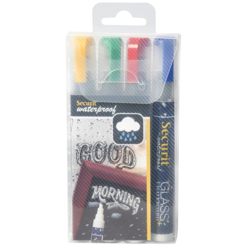 Securit marqueurs craie waterproof moyen, 2-6 mm, 4 pièces