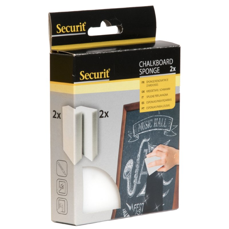 Securit éponge pour tableau noir scolaire, mousse mélamine, 2 pièces