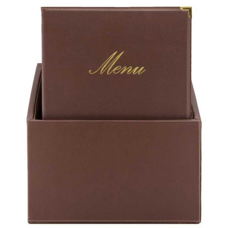 Securit menukaartmap Classic A4, zwart lederoptiek, goudopdruk, 20 stuks
