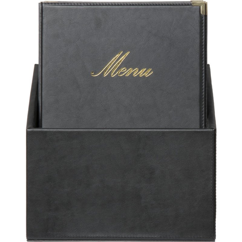 Securit protège-menu Classic A4, simili-cuir noir, impression dorée, 20 pièces