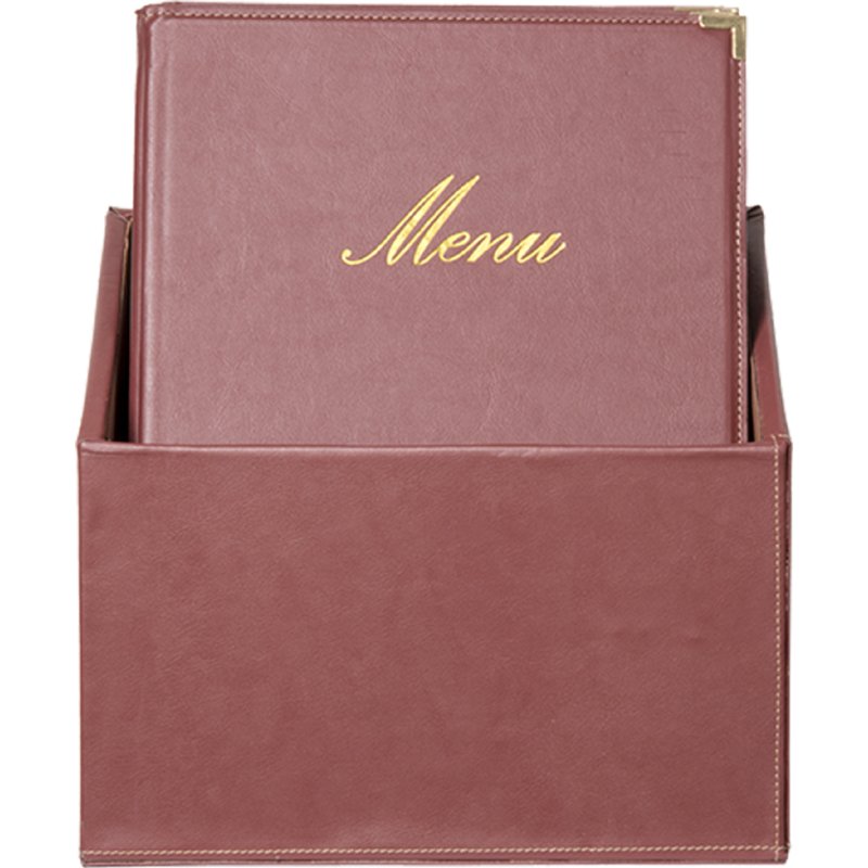 Securit protège-menu Classic A4, simili-cuir noir, impression dorée, 20 pièces