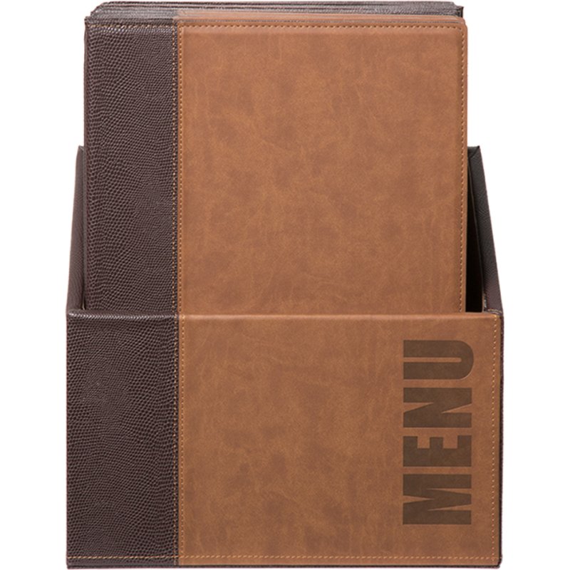 Securit menumap TRENDY A4, bleu imitation cuir, 20 pièces