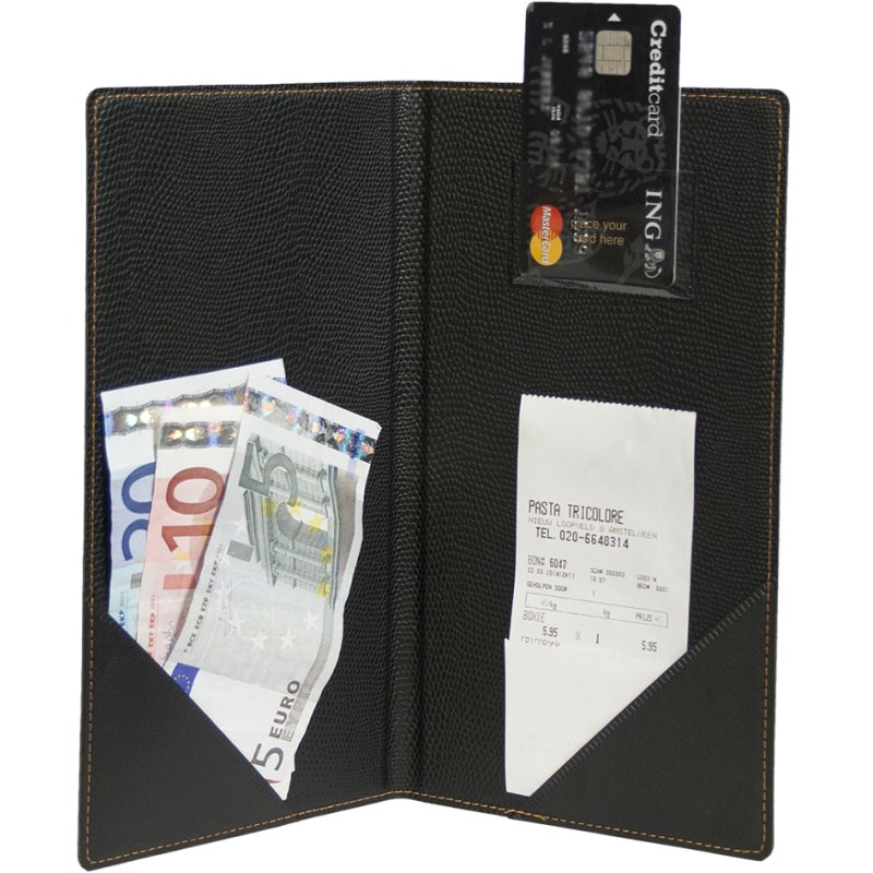 Securit étui à chèques Trendy, noir, 130×230 mm, simili-cuir