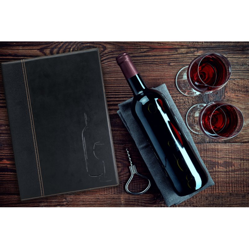 Securit wine list Trendy, A4, black, leather look
