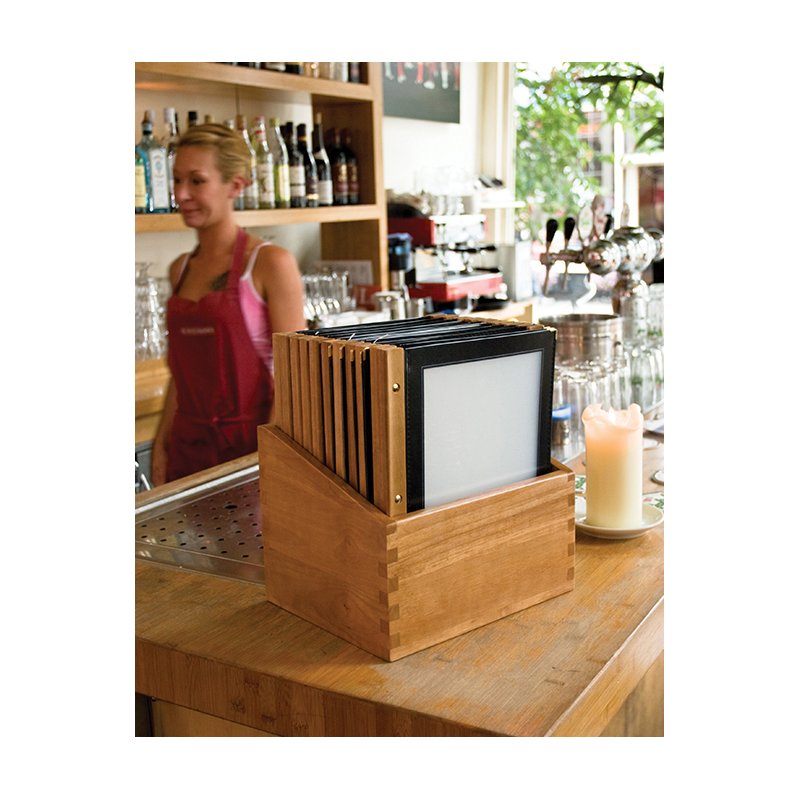 Securit insteekhoezen menukaart WOOD, A4, zwart, 5 stuks