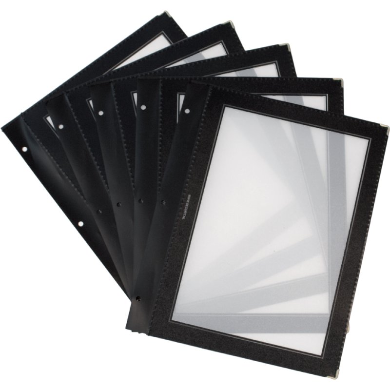Securit insteekhoezen menukaart WOOD, A4, zwart, 5 stuks