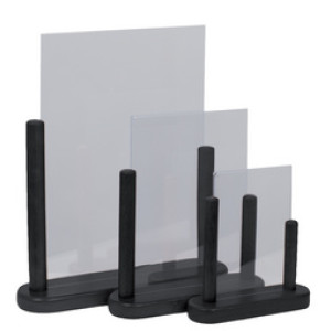 Securit tafelstandaard TABLE acryl, DIN A6, zwart, houten voet