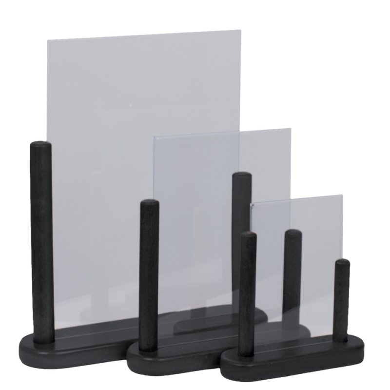 Securit tafelstandaard TABLE acryl, DIN A6, zwart, houten voet