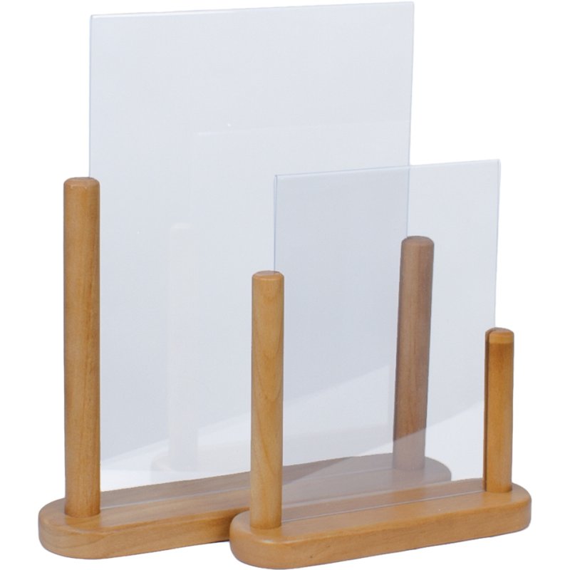 Securit tafelstandaard TABLE acryl, DIN A6, zwart, houten voet