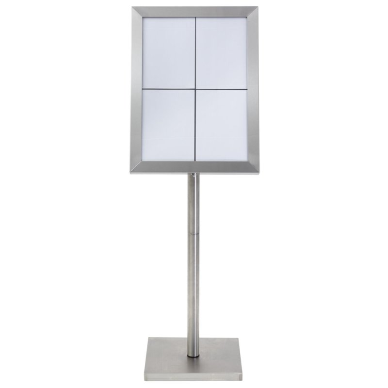 Securit LED vitrinekast CLASSIC, 4 × A4, zilver