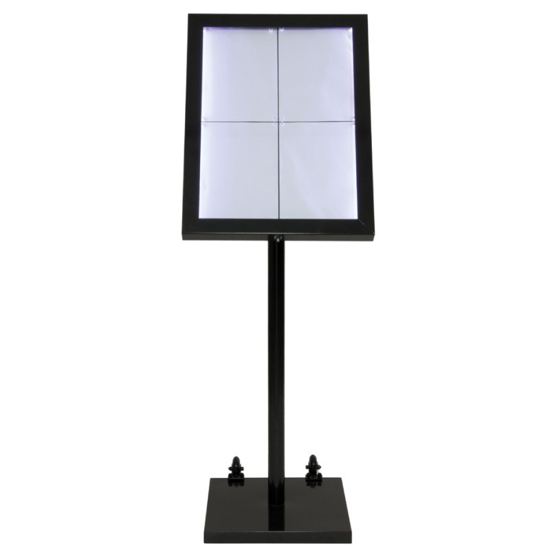Securit LED-vitrinekast BLACK STAR, 4 × A4, zwart, met standvoet