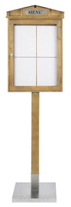 Securit LED-vitrinekast RUSTIC, 4 × DIN A4, mahonie, afsluitbaar