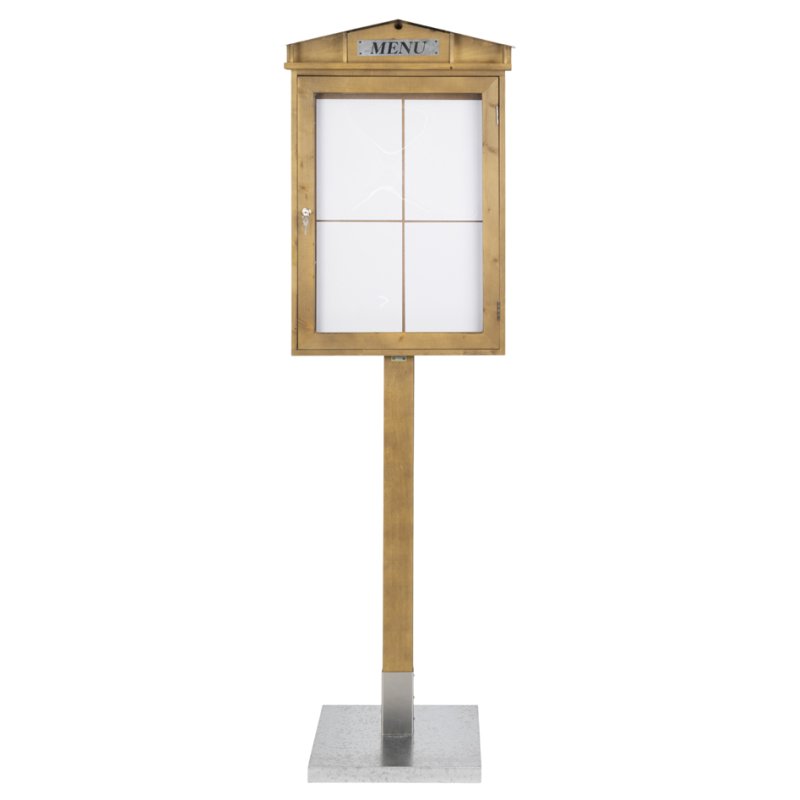 Securit Vitrine LED RUSTIC, 4 × DIN A4, acajou, verrouillable