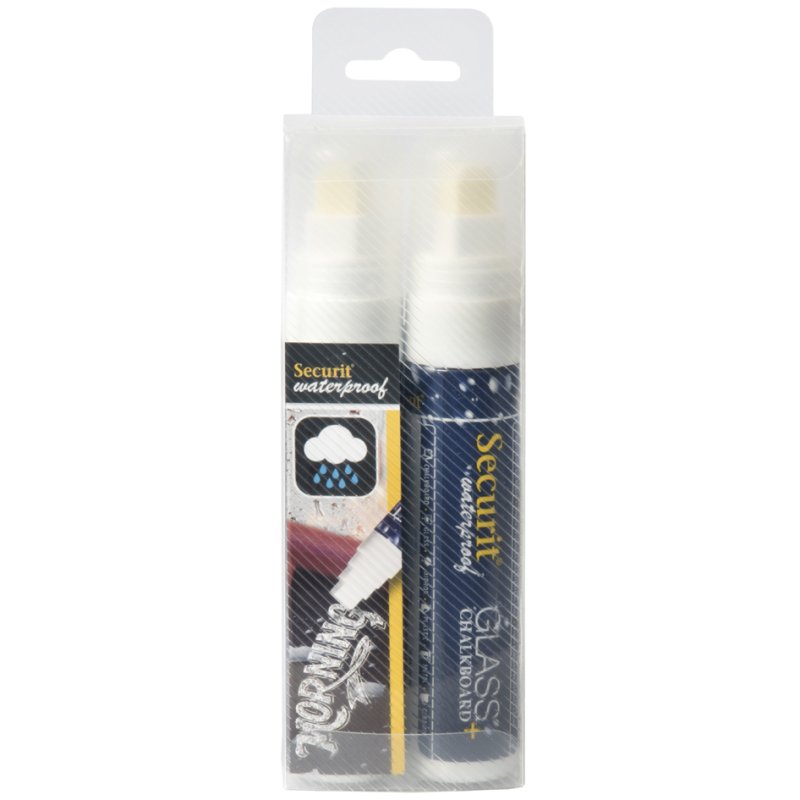 Securit marqueur craie imperméable large, blanc, 7-15 mm